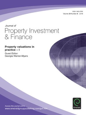 cover image of Journal of Property Investment & Finance, Volume 34, Issue 6